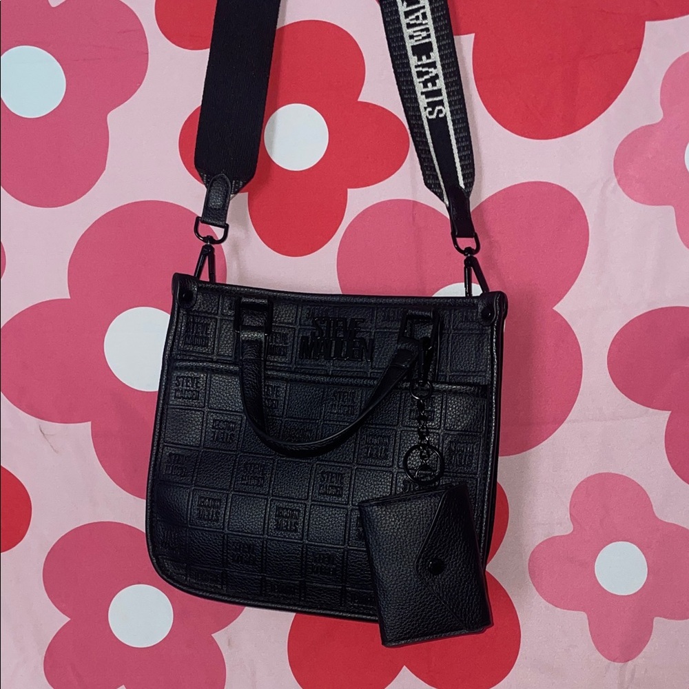 Steve Madden Textured Black Shoulder Bag